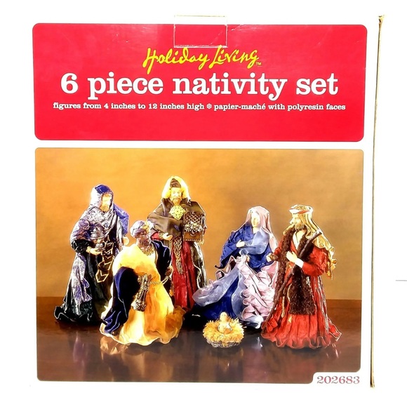 Vintage Holiday Living 6pc Nativity Set Paper Mache Figurines 4-12in Tall - Picture 8 of 8